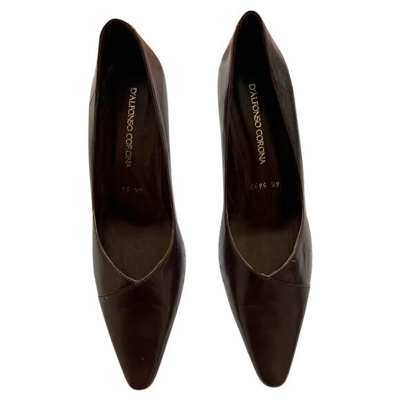 Women’s Leather Low Heel Pumps Chocolate Brown MX 6.5 US 9.5 - Picture 3 of 8